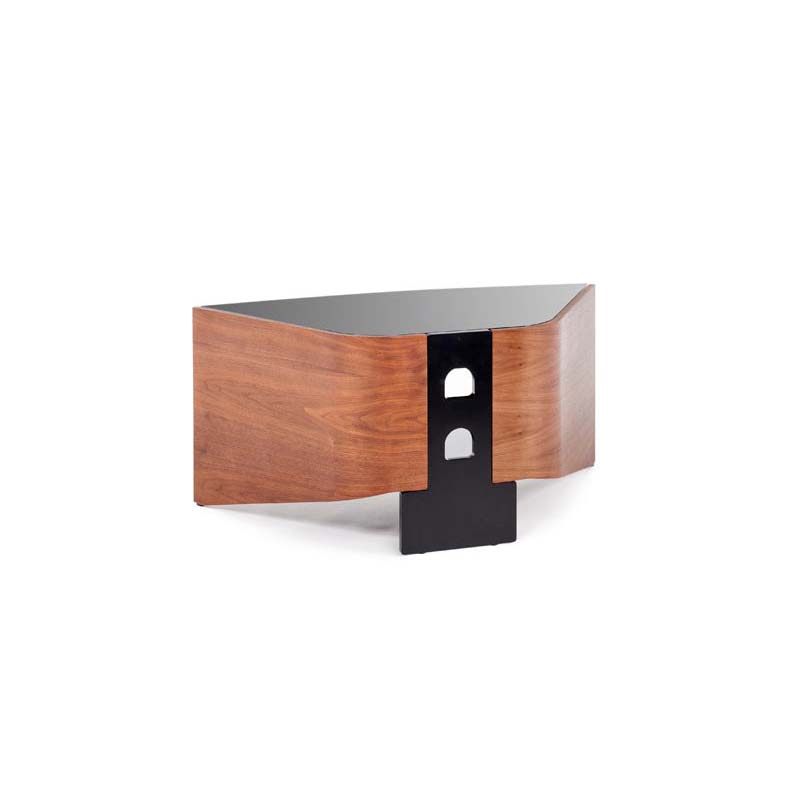 Techlink Riva Sound 50 in. Corner TV Stand with Sound Bar Walnut and Black Glass RV100SW
