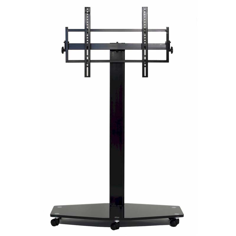 TransDeco 80 inch TV Floor Pedestal Mounting System with Casters Black