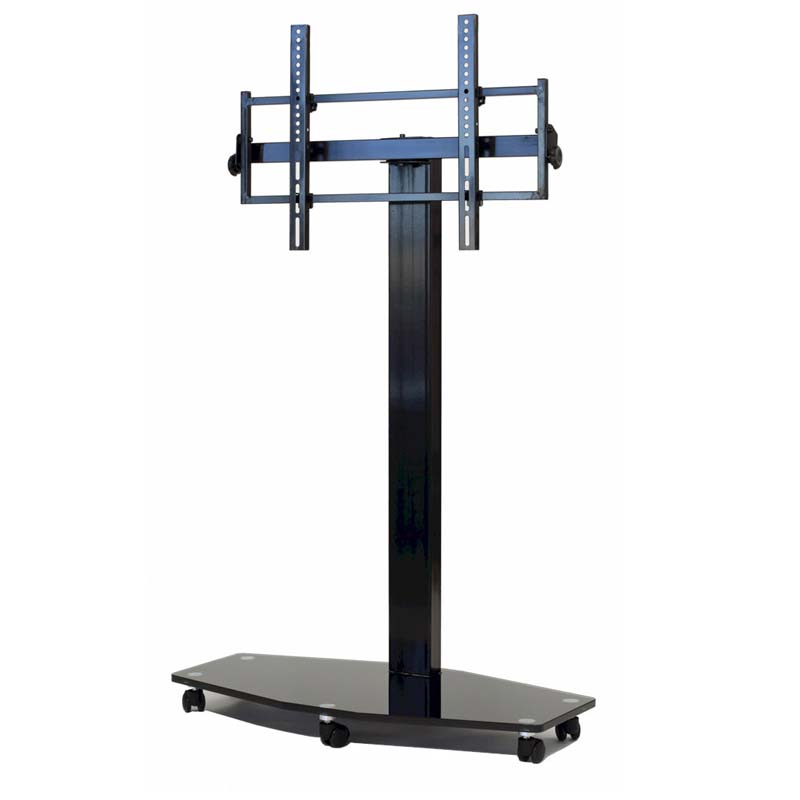 TransDeco 80 inch TV Floor Pedestal Mounting System with Casters Black