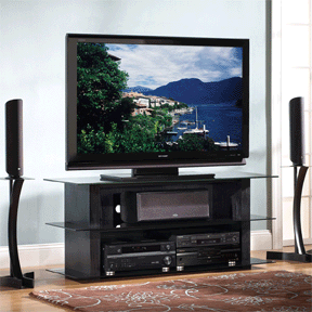 Bello Glass and Wood Flat Panel TV Stand (Black) AVSC-2055B