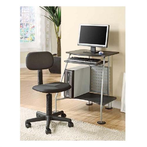 Innovex Leda Collection Compact Computer Workstation with Ergonomic Chair (Black/Silver) DOE01W29