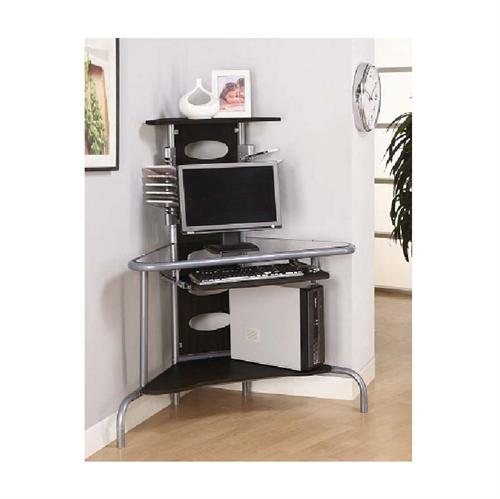 Innovex Leda Collection Corner Computer Desk (Black/Silver) DPCD01G29