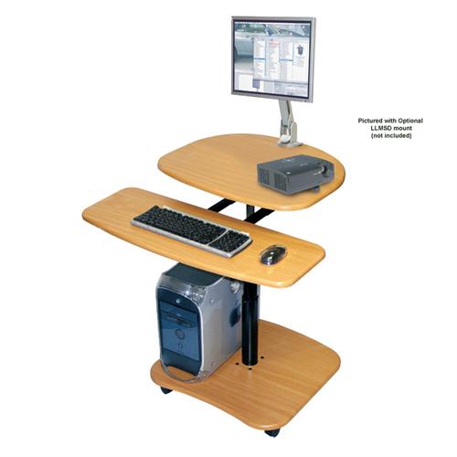 Luxor Hydraulic Adjustable Height Multimedia Cart Oak LAMC2936