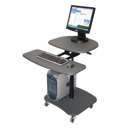 Luxor Hydraulic Adjustable Height Multimedia Cart Gray LAMC3037
