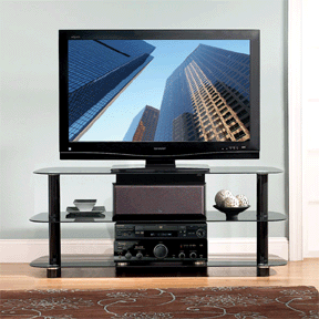 Bello 56" Black Glass Flat Panel TV Stand (High Gloss Black) PVS4214HG