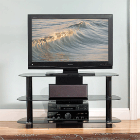 Bello 46" Black Glass Flat Panel TV Stand (High Gloss Black) PVS4215HG