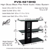 Bello High Gloss Black Flat Panel Audio Video System for 32 inch Flat Panel TVs PVS-4219HG