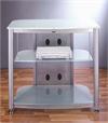 VTI 42 inch Wide Audio Video Rack with 3 Glass Shelves RGR403 (Black or Silver, Clear or Frosted Glass)