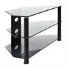 Plateau FL Series 43 inch Wide Black Glass Corner TV Stand (Black) FL-3V(43)B