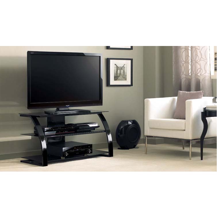 Bello High Gloss Black 46 inch Glass Flat Panel TV Stand ...