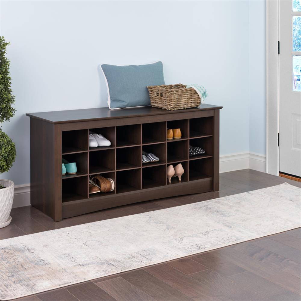 Prepac Entryway Shoe Storage Cubbie Bench Espresso Ess 4824