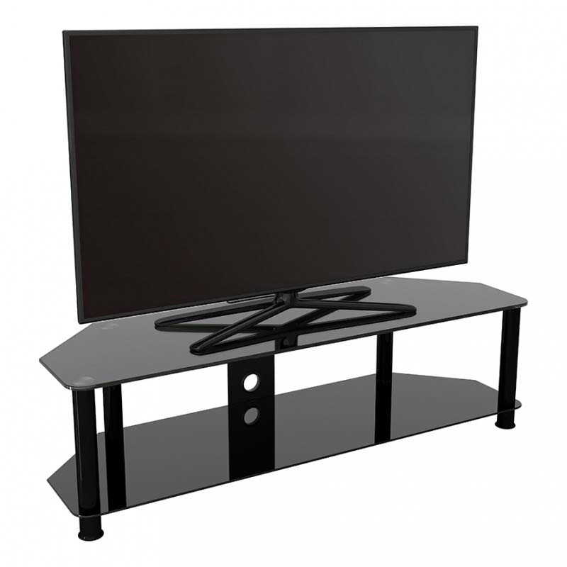 AVF SDC Series Black Glass 65  inch  Corner  TV  Stand  Black 