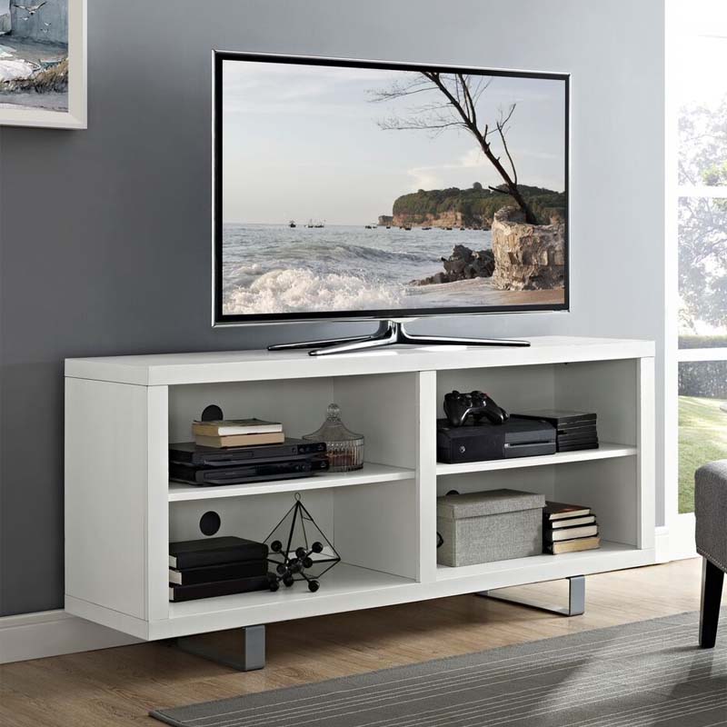 Walker Edison Simple  Modern  58 inch TV  Stand  White W58SMCWH