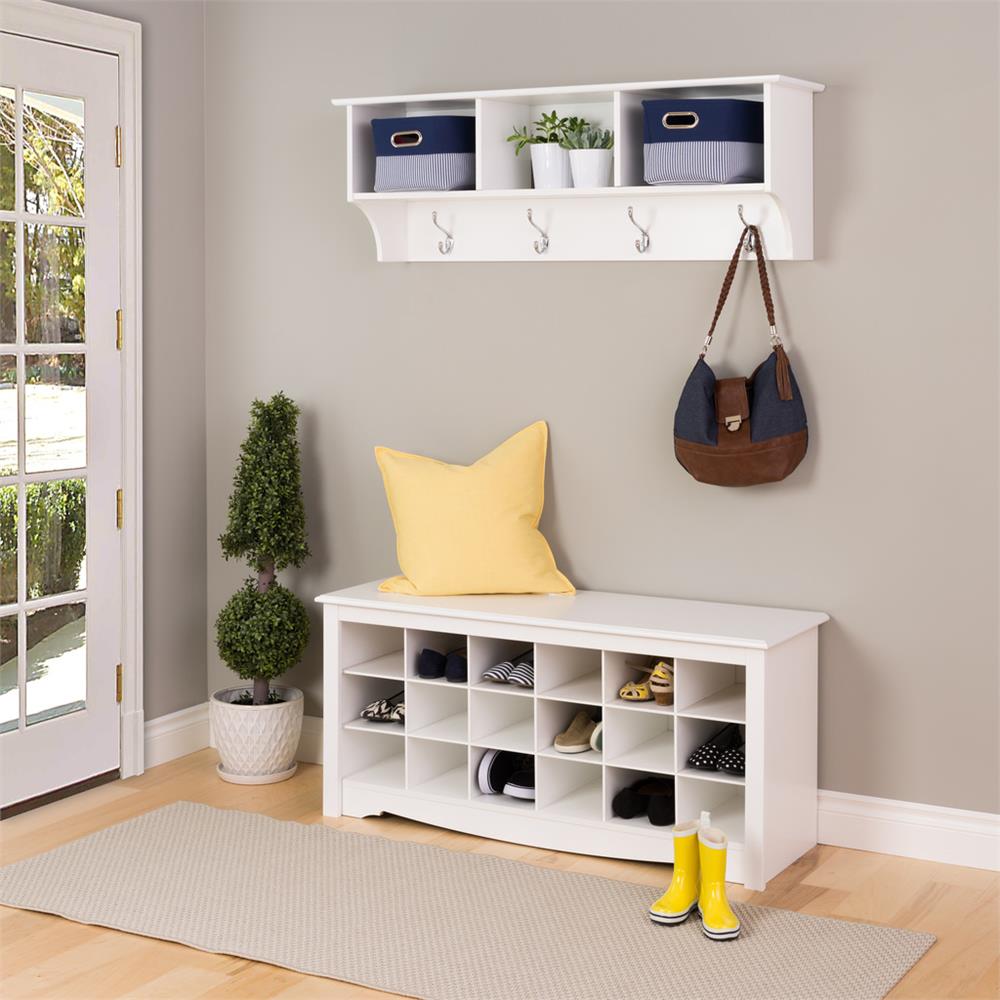 Prepac Entryway Shoe Storage Cubbie Bench White WSS-4824