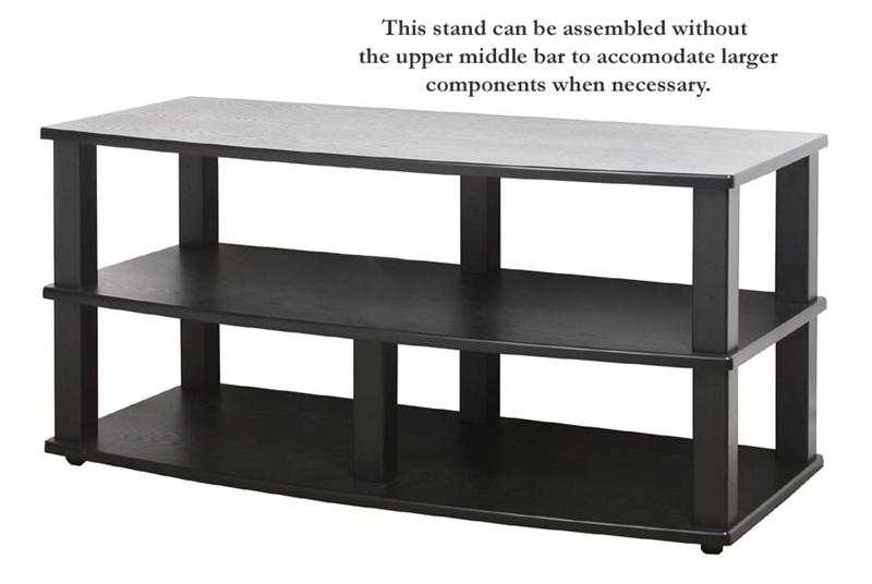 Plateau XT Series Heavy-Duty 3-Shelf Black Wood TV Stand ...